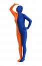 激安 カラー全身タイツ 透明人間 ライクラ＆スパンデックス 　パッチワーク　半面人　ブルー＆オレンジ　 ゼンタイくん