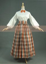 【LaceGarden】オレンジチェック柄　中世期の少女　ヴィンテージ　2点セットロリータドレス