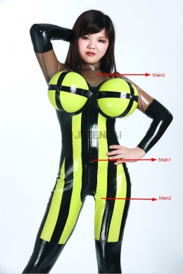 新品通販　ラテックスキャットスーツ 縞　ストライプデザイン　超爆乳シリーズ　3Dラテックス