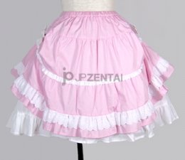 ピンク　フリル　可愛い　ダブル　ロリータ　スカート　