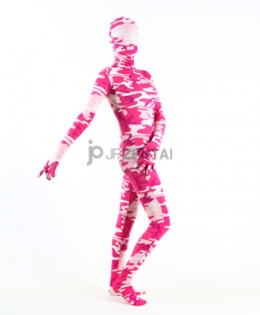 激安 カラー全身タイツ 透明人間 レッドとピンク　花柄　ライクラ製　男女兼用　コスプレ用　変装コスチューム　全身タイツ
