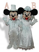 ミッキーとミニの結婚式　ウェディングドレス　マスコット　　パーティー　成人用　着ぐるみ