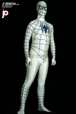 激安 カラー全身タイツ 透明人間 ホワイト　ライクラ　スパイダーマン　zentai　ゼンタイコスチューム