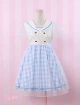 【To Alice】オーガンザ　チェック柄　ネイビー風　ドレス