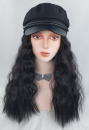 変装かつらシリーズ103　黒　ブラック　帽子とウィッグ一体型　カーリーヘア 　変装必須　耐熱　女装専用　ウィッグ