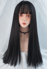変装かつらシリーズ112　ブラック長い髪　黒　ストレートヘア　変装必須　耐熱　女装専用　ウィッグ