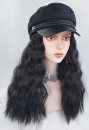 変装かつらシリーズ117　ブラック　カーリーヘア　帽子と一体型　変装必須　耐熱　女装専用　ウィッグ