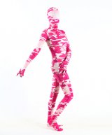 激安 カラー全身タイツ 透明人間 レッドとピンク　花柄　ライクラ製　男女兼用　コスプレ用　変装コスチューム　全身タイツ