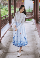 鶴＆松　芸術　サイズオーダー　中華風　ロングスカート