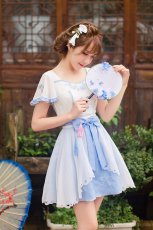 プリンセス　短い袖　シフォン　中華風改良　ワンピース　ロリータファッション