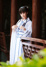 「新品時間限定セール」青&白　漢服　COSPLAY　コスプレ用　仙人みたい　美しい女の子　小説の人物　中華古風元素