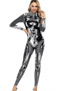 女戦士シリーズ　シルバー　演出服　ハロウィン　パーティ用　ステージ衣装　コスチューム　プリント技術　仮装の通販　人気アイテム　全身タイツ　通常販売