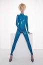 透明ブルー　ラテックスキャットスーツ ゼンタイ通販　blue latex catsuit