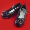 4.5CMヒール　ブラック　二つストッラプ　合成皮革靴