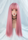 変装かつらシリーズ75　可愛いピンク　長い髪　ストレートヘア　ぱっつん前髪　変装必須　耐熱　女装専用　ウィッグ