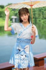 夏用　涼しい　可愛い少女　鶴　波紋　学生日常　改良型　漢元素　中華風ロリータセット