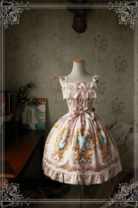 お姫様の大好物　JSKスタイルのワンピース　綺麗な花柄　Aliceの幻想郷　ロリータドレス　2色選択可能