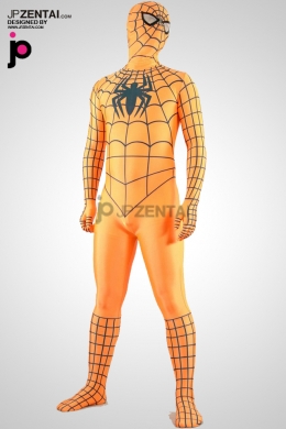 激安 カラー全身タイツ 透明人間 オレンジ　ライクラ素材　スパイダーマン　全身タイツ