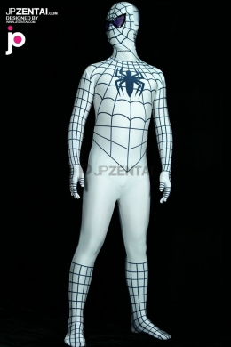 激安 カラー全身タイツ 透明人間 ホワイトとブラック　ライクラ　スパイダーマン　ユニセックス　全身タイツ