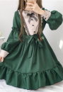 濃い緑　ロリィタ　可愛いガール　夏用　日系　淑女のロマンス　ロリータドレス　洋服　通常販売