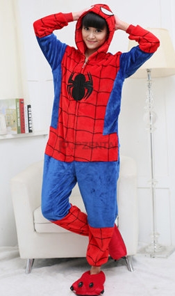 スパイダーマン　着ぐるみパジャマ　　お尻部ファスナー付き　　子供サイズオーダー可能