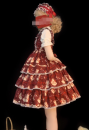 ワインレッド　超可愛い洋服　ケーキ層　ロリィタJSKドレス　オリジナル　フェアリー　お姫様御成り　エレガント　高貴なお嬢様　ロリータドレス
