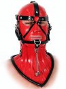 全頭マスク　ラテックスマスク　首ビスチェ　ベルと飾り　ラバーマスク　