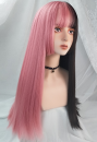 変装かつらシリーズ133　ピンク&自然ブラック　ストレートヘア　変装必須　耐熱　女装専用　ウィッグ