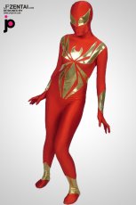 激安 カラー全身タイツ 透明人間 レッド　スパンデックス＆メタリック　スパイダーマン　コスプレ衣装