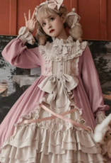 ピンク　お姫様のワンピース　欧米風　秋冬適用　可愛い洋服　やさしくて美しい　あなたの最高選択項目　間違いない　ロリータドレス　すぐに買う！