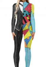 半分つぎ合わせるタイプ　演出服　ハロウィン　パーティ用　ステージ衣装　コスチューム　プリント技術　仮装の通販　人気アイテム　全身タイツ　通常販売
