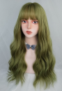 変装かつらシリーズ68　グリーン　長い髪　カーリーヘア　透けバング　変装必須　耐熱　女装専用　ウィッグ
