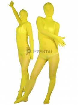 黄色　イエロー　シルク絹　透明スタイル　セクシー　全身タイツ