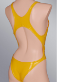 黄色　イエロー　伸縮性良いPVC　水着スタイル　袖なし　背中開き　全身 タイツ 激安