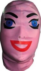 ピンク　ラテックスマスク　目と鼻に小さい開口部がある　