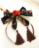 中華風リボン　ヘア飾り　 二層 蝶結び　四色　　着回し度高い　ロリ必須　特別な　ロリータ　アクセサリー